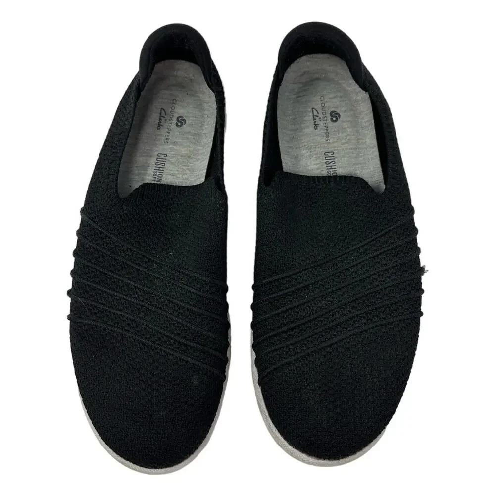 Clarks Size 7.5 Flats Black Cloud Steppers Comfort Shoe‎ Slip On Workwear Ortho